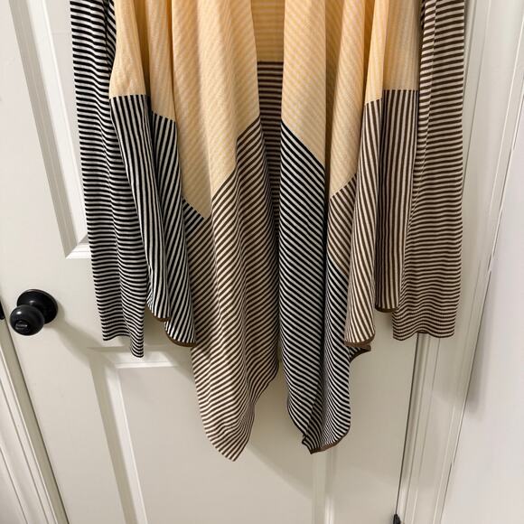 St. JOHN M Wool striped open front waterfall cardigan - Picture 4 of 8